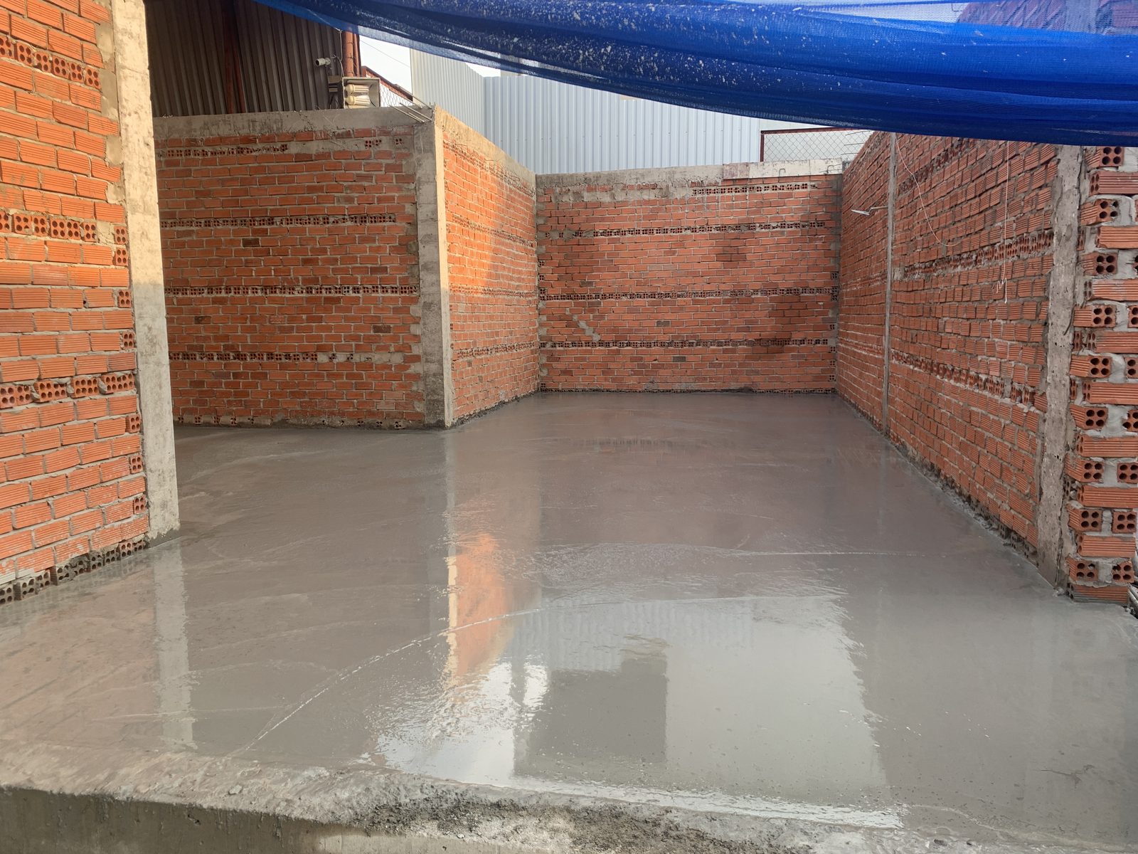 Fresh concrete floor